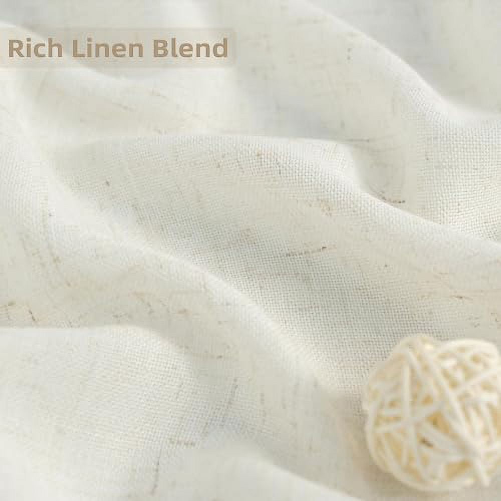DriftAway Pinch Pleat Linen Textured Semi Sheer Solid Farmhouse and Modern Rustic Linen Curtains High Ceiling Extra Long Drapes for Living Room 15 ft Length 2 Panels W52 x L180 Inches Long Light Linen