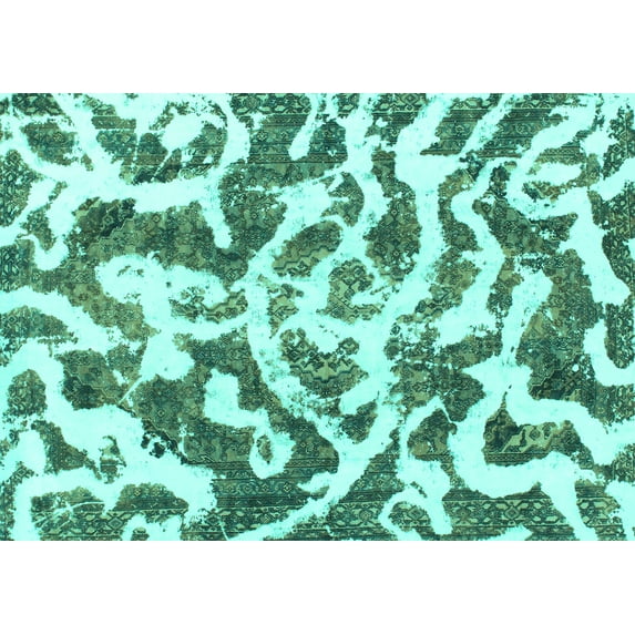 Ahgly Company Indoor Rectangle Abstract Turquoise Blue Modern Area Rugs, 5' x 8'