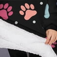 thumbnail image 3 of Oversized Wearable Blanket Hoodie,Black Dog Paw Footprint Sherpa Blanket Hoodie with Super Pockets,Super Warm Fuzzy Pullover for Women & Men, 3 of 6