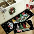 thumbnail image 3 of Vggrvlo Christmas Bath Rugs Mats Non Slip Extra Thick Chenille Runner Rugs Rubber Backing Machine Washable Kitchen Mats Rugs 2PCS for Kitchen, Floor, Office, Sink, Laundry, Black and Gray, 3 of 6