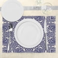 thumbnail image 3 of Ambesonne Oriental Place Mats Set of 4, Curly Floral Leaves Image, Standard Size, Blue and Cream, 3 of 6