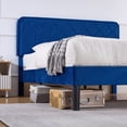 thumbnail image 4 of VECELO Modern 3-Piece Blue Bedroom Set, Queen Upholstered Bed Frame with Adjustable Headboard, Nightstand Set of 2 with 1-Drawer and Open Storage Shelf, 4 of 10