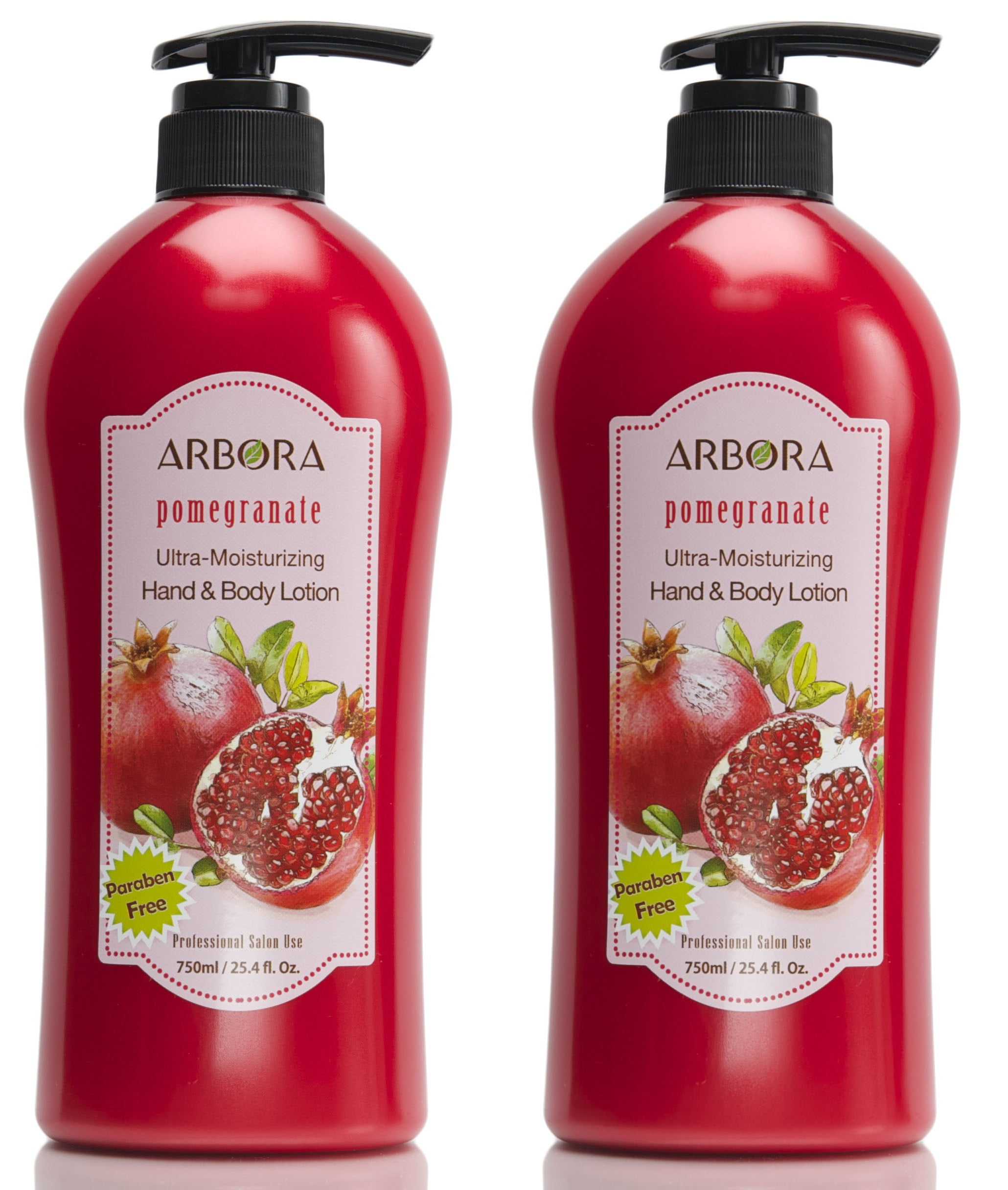 ARBORA DUO 2 Hand & Body Lotion POMEGRANATE 25.4OZ/750ML Paraben Free
