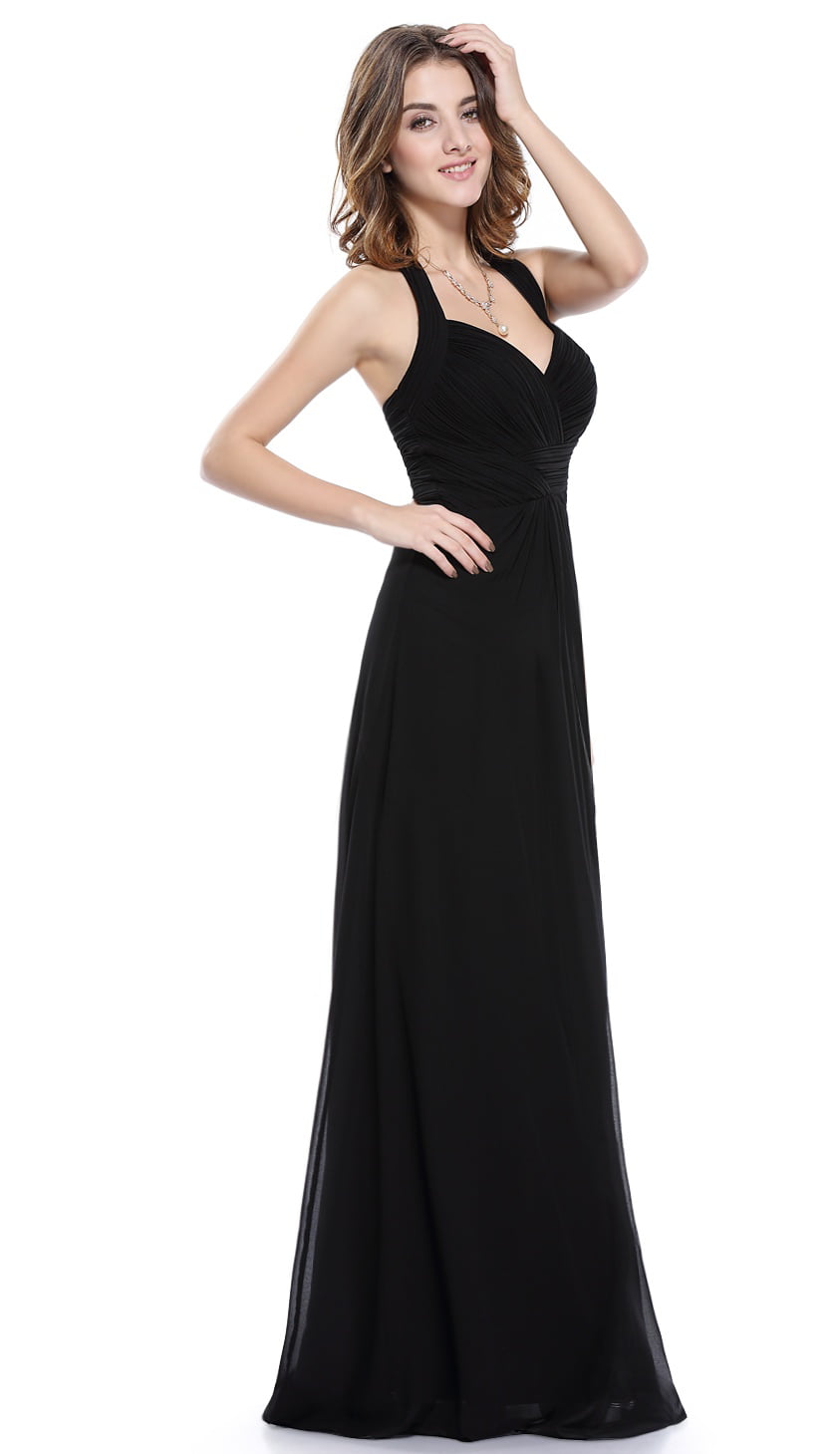 Ever-Pretty Backless Long Evening Gown Halter V-neck Bridesmaid Dresses 08487 