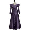 thumbnail image 4 of Women's Regency Empire Waist Dress Vintage Floral Puff Sleeve Long Gown with Belt, 4 of 7