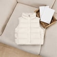 thumbnail image 4 of vokkrv Kids Solid Color Zip Up Sleeveless Jacket, Wind Resistant Warm Casual Outerwear, Fashion Daily Coat for Boys Girls Winter Outdoor Activities White 7-8 Years, 4 of 7