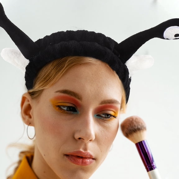 NICERIO Black Soft Plush Headband for Face Washing, Makeup, Hair Styling, and Ear Accessory