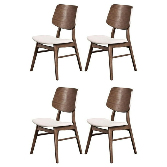 FurniFact Solid Wood Dining Chair Set of 4 Walnut Mid-Century Brown