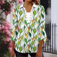 thumbnail image 4 of Viluyesy Lapel Collar T-Shirt for Womens 3/4 Sleeves Shirt Tops Comfortable Fashionable Relaxed Lapel Collar Petal Loose Blouse Green Size L, 4 of 7