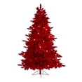 thumbnail image 3 of 6' Red Flocked Fraser Fir Artificial Christmas Tree with 350 Red Lights, 33 Globe Bulbs and 748 Bendable Branches, 3 of 7