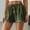 Army Green, variant on Women's Drawstring High Waisted Tie Knot Wide Leg Textured Loose Summer Shorts L