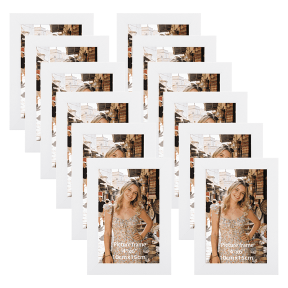4x6 Picture Frame Set of 12 for Wall and Tabletop Display, White