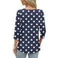 thumbnail image 3 of EchfiProm Womens T-Shirts Fall Tops Crew Neck Relaxed Fit Pullover Navy 3/4 Sleeve for Women, 3 of 7