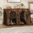 thumbnail image 6 of Hzuaneri Dog Crate Furniture, 46.5'' Wooden Indoor Dog Kennel with Multi‑Door & Anti‑Chew Iron Pipes for Medium‑Large Dogs, Rustic Brown, 6 of 10