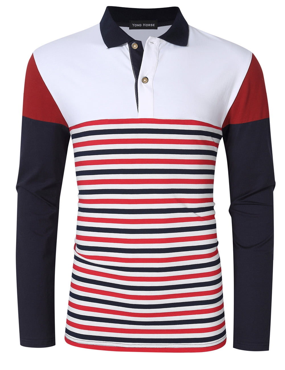 Yong Horse Mens Polo Shirts Casual Button Cotton Long/Short Sleeve T-Shirt
