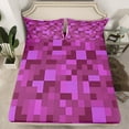 thumbnail image 2 of jejeloiu Video Miners Games Bed Sheets,Purple Pixelated Check King Sheets,Cartoon Gamepad Gaming Sheet Set For Boys Teens,Ultra Soft Home Decor,4pcs, 2 of 7