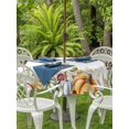 thumbnail image 2 of Outdoor Tablecloth with Umbrella Hole and Zipper, Orange Pumpkin Fall Round Table Cloth 60 Inch Waterproof Tablecloth, Thanksgiving Botanical Sunflower Leaves Picnic Table Cover for Patio Camping, 2 of 7