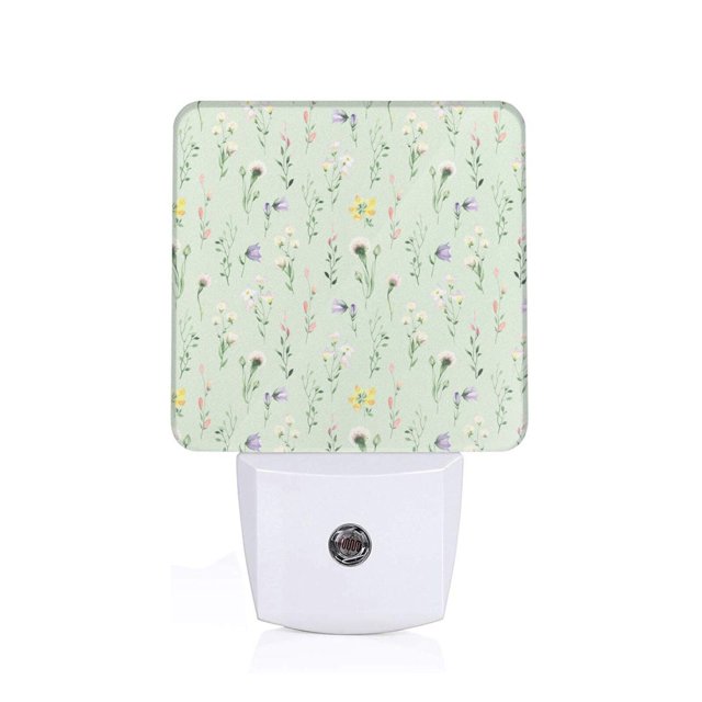 Balery Wildflower Watercolor 5 Luz Nocturna LED con Sensor Automático, Enchufe con Sensor Crepuscular, Luz Suave de 0.5W para Dormitorio, Pasillo, Baño-EU