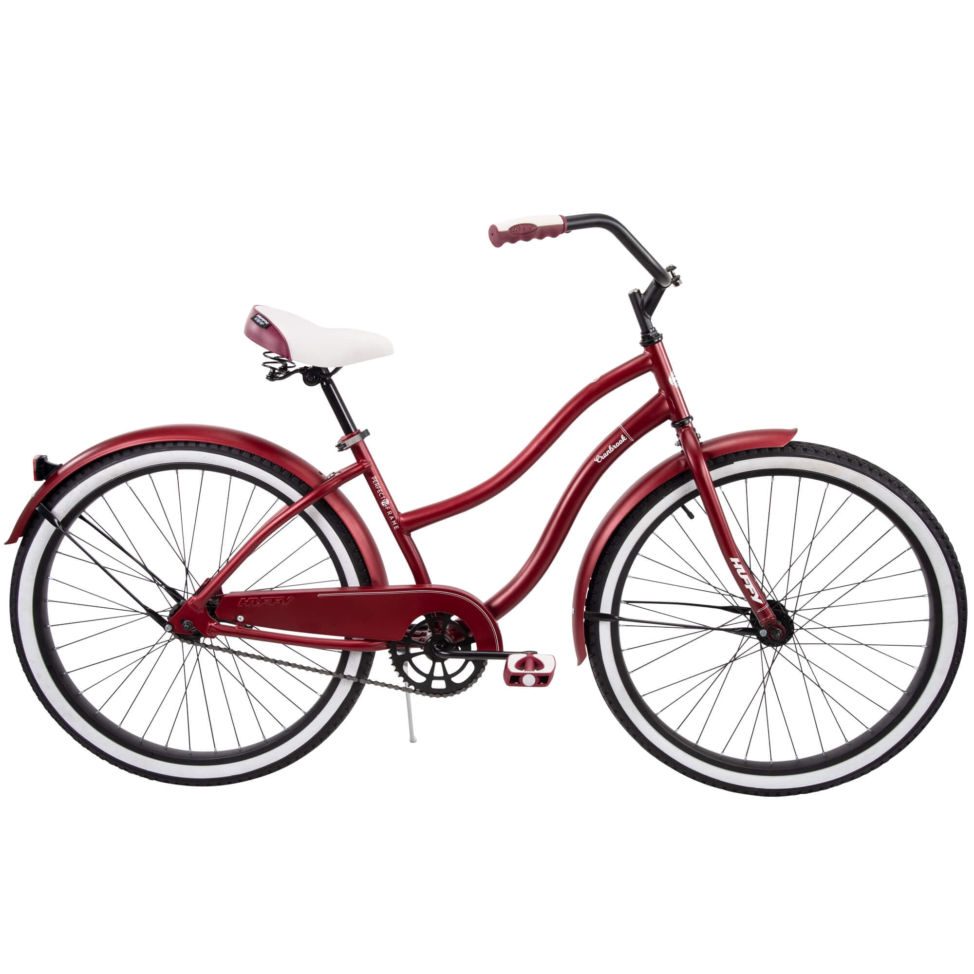 Huffy 26” Women’s Cranbrook Beach Cruiser Bike with Perfect Fit Frame Black Pink 