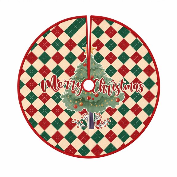 Hvmvliv Christmas Tree Skirt 36 inch Red Circular Polyester Xmas Tree Base Mat For Home School Indoor Holiday Party Decoration Supplies Red