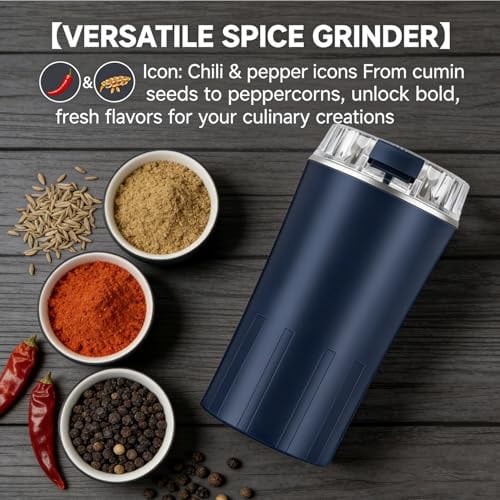 Electric Coffee Grinder, Multi-Grain Blending & Powdering Machine, Electric Coffee Bean Grinder Stainless Steel Blade, One Touch Operation for Coffee Beans, Herbs, Nuts, Grains