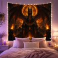 thumbnail image 2 of Black Dragon Above a Blazing Fortress, Dramatic Fantasy for Dragon Fans, Ember-Lit Fire Castle Art, Halloween Gift, Tapestry Wall Hanging for Bedroom and Gaming Room, 2 of 7
