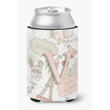 

Letter V Love in Paris Pink Can or Bottle Hugger