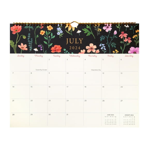 2024-2025 Mintgreen Monthly Calendar Black Floral