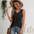 thumbnail image 4 of Kixjoy Tank Tops for Women Loose Fit V Neck Tank Top Sleeveless Fashion Pleated Tunic Tops Vacation Basic Lounge Soft Womens Summer Tops, Black L, 4 of 6