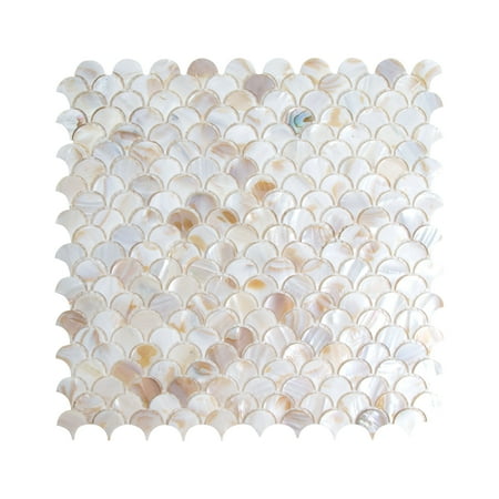 WS Tiles - Mother of Pearl Caribbean Beach 11.8 in. x 11.8 in. Fish Scale Seashell Mosaic Wall Tile (10.56 sq. ft. / Case)