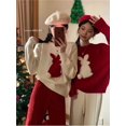 thumbnail image 2 of Suéter de punto rojo navideño para mujer, nuevo suéter cálido con cuello redondo y estampado de conejo encantador, blusas de punto dulces a la moda para mujer, 2 of 5