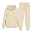 thumbnail image 6 of vdgthytj Sweatsuits Women 2 Piece Outfit Full Zip Drawstring Hooded Jackets Jogger Pants Fall Winter Casual Athletic Sets(Large,Beige), 6 of 7