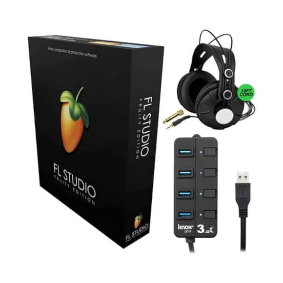 Paquete de software FL Studio 20 Fruity Edition con auriculares