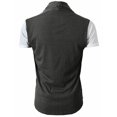 thumbnail image 4 of Men Sleeveless Cardigan T Shirt Casual Slim Fit Dress Shirts Formal Tops2XL, 4 of 5