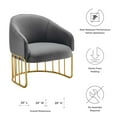 thumbnail image 4 of Armchair Accent Chair, Grey Gray, Velvet, Modern Contemporary, Mid Century Living Hotel Lounge Cafe Lobby, 4 of 8