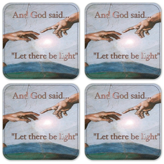 Vinyl Drink Coasters - Set of 4 - Michelangelo: God