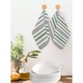thumbnail image 2 of Sage Green Grey Striped Kitchen Dish Towels for Drying Dishes Set of 3, Horizontal Lines Simple Minimalist Waffle Weave Microfiber Hand Tea Bathroom Towels Quick Dry & Absorbent Towel 12x12, 2 of 7