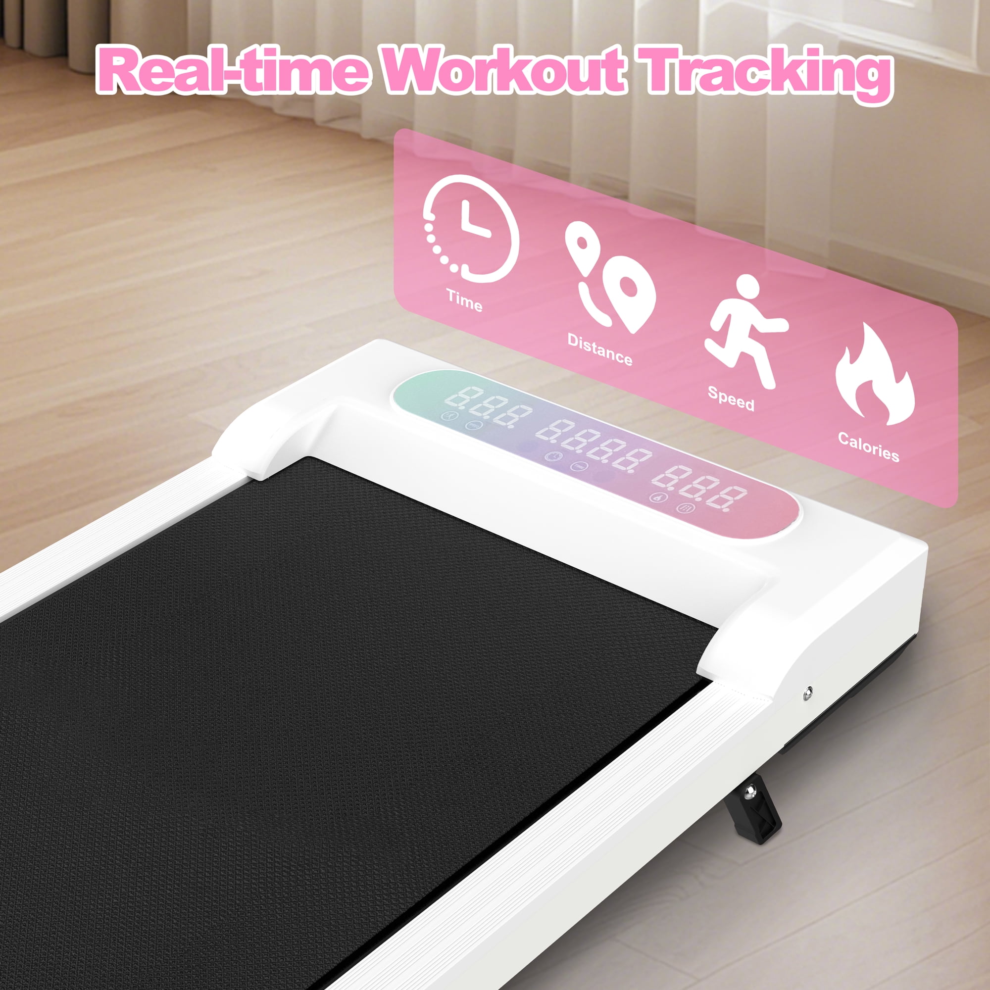 Foldable Treadmill with Handlebars, 2-in-1 Under Desk Walking Pad & Vibration Platform, Portable Treadmill with Incline & Remote for Home Office, Space-Saving Fitness Machine, White