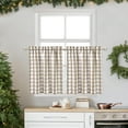 thumbnail image 1 of Beige Kitchen Cafe Curtains 45 Inches Length, Farmhouse Buffalo Check Pattern Short Bathroom Window Curtain, Tan Plaid Gingham Flax Rustic Half Window Tier Curtains, 28" x 45", Linen, Set of 2, 1 of 1
