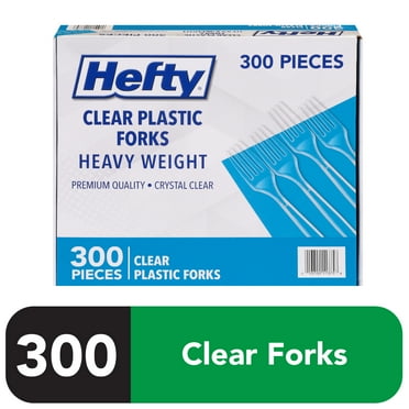 Hefty Clear Heavy Weight Plastic Forks, 300 Count