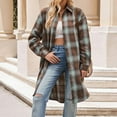 thumbnail image 1 of Abrigo y chaquetas informales de manga larga sin capucha para mujer, abrigo largo holgado a cuadros con botones, moda informal de invierno para mujer, 1 of 4