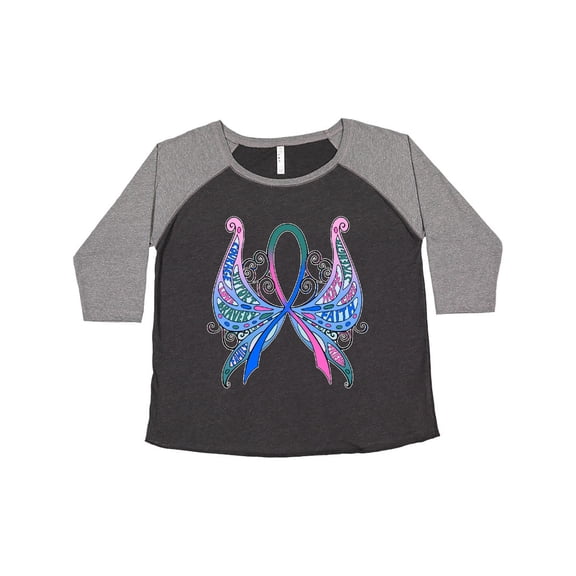 Inktastic Thyroid Cancer Awareness with Butterfly Ribbon Words Women's Plus Size T-Shirt