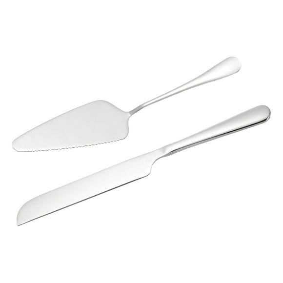 Juego de cuchillo y espátula para pastel de boda Uxcell, juego de corte de pastel plateado (10.6/9 pulgadas)