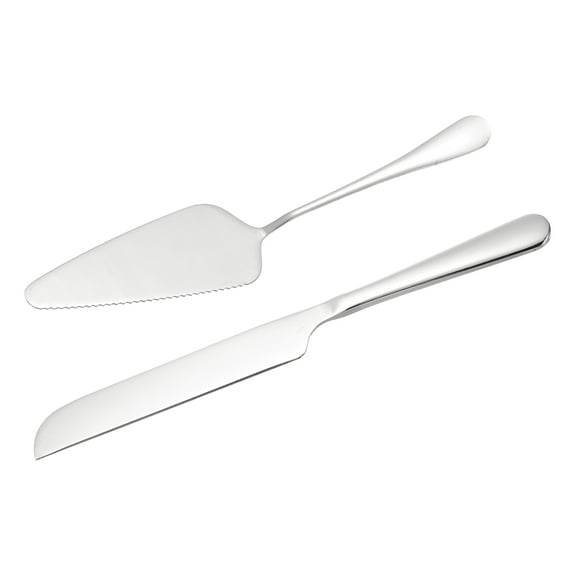 Uxcell Wedding Cake Knife and Server Set, Silver Cake Cutting Set (10.6/9 Inch)