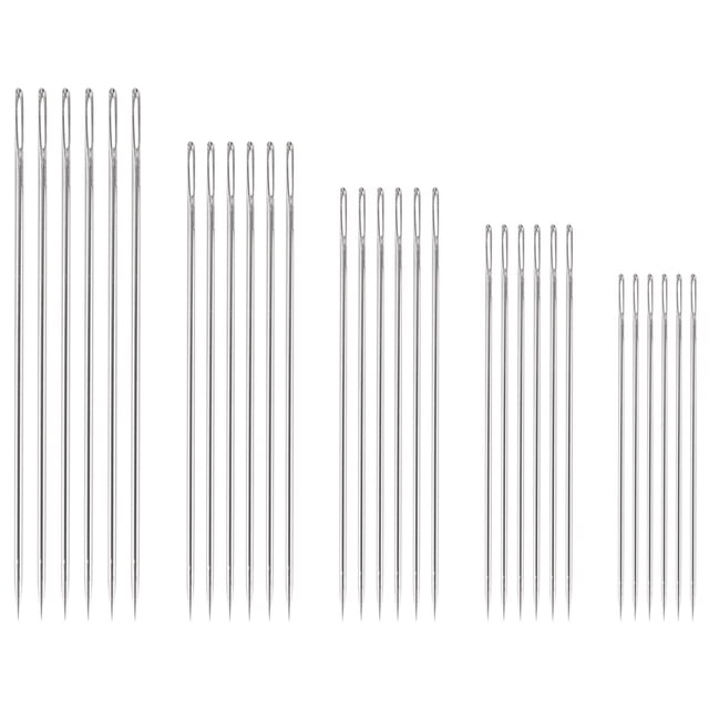 Agujas Gruesas y Afiladas de Costura Ojo Grande 30 Piezas, Kit Coser Acero Inoxidable 5 TamañOs para Bordado una Mano