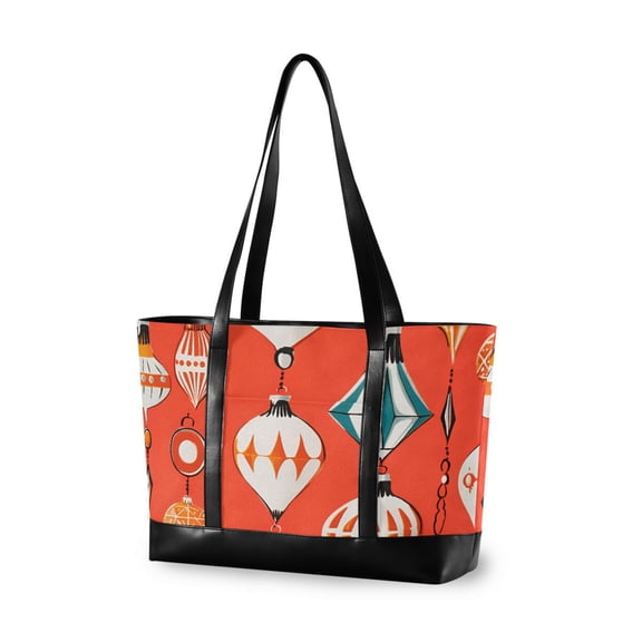 FORMRS Laptop Tote Bag for Women with 15.6" Computer Compartments Handbag, Retro Christmas Ornaments Pattern