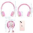 thumbnail image 4 of Unicorn Headphones for Girls Kids for School, Kids Bluetooth Headphones with Microphone & 3.5mm Jack, Teens Toddlers Wireless Headphones with Adjustable Headband for Tablet/PC Christmas Gift, 4 of 8