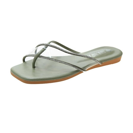 

Rdeuod Nude Heels For Women Summer Clip-Toe Shoes Flats Ttransparent Casual Beach Sandals Womens