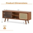 thumbnail image 3 of Costway Modern TV Stand Entertainment Center Media Console with Rattan Glass Sliding Doors Brown, 3 of 10