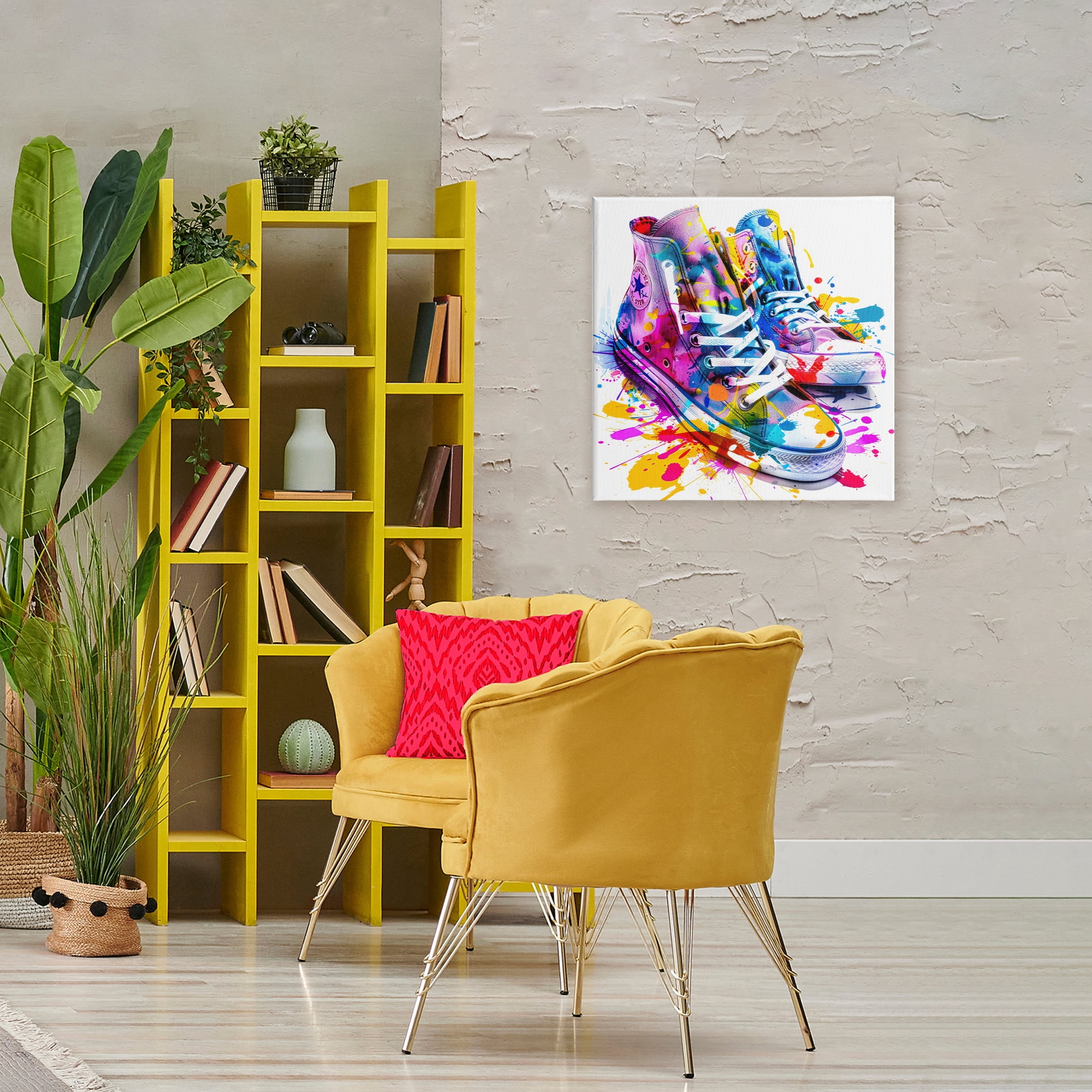 Stupell Industries High Top Sneakers Splash Canvas Wall Art, design by Creative Studio
